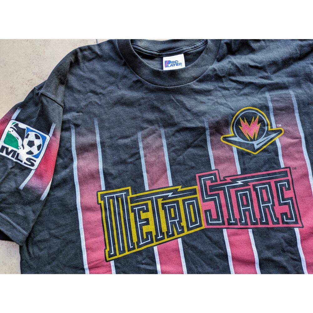 NEW NY/NJ MetroStars 90s Pro PLAYER "shirsey" shirt XL jersey blk MLS soccer vtg